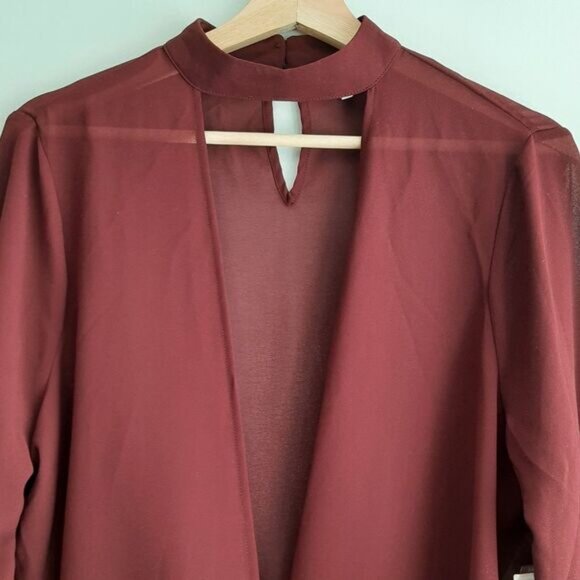 TOBI Wrap Tie Crop Top Semi-Sheer Lightweight Triangle Cut-Out Blouse Sz L - Picture 8 of 16